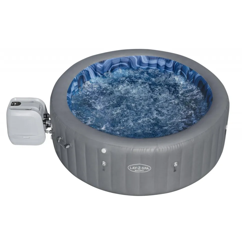 Lay-Z-Spa Santorini Smart HydroJet Pro 7 (216x80 cm) | Uppblåsbart spabad för 7 personer | 6001T
