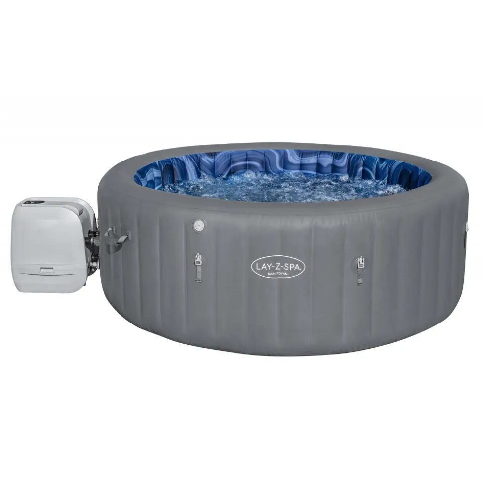Lay-Z-Spa Santorini Smart HydroJet Pro 7 (216x80 cm) | Uppblåsbart spabad för 7 personer | 6001T