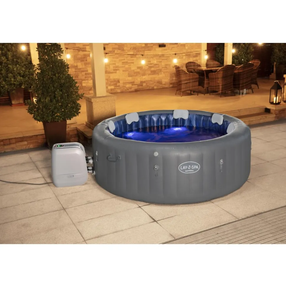 Lay-Z-Spa Santorini Smart HydroJet Pro 7 (216x80 cm) | Uppblåsbart spabad för 7 personer | 6001T