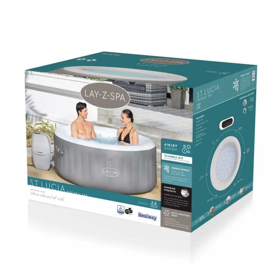 Lay-Z Spa St.Lucia AirJet | Bestway uppblåsbart spabad 2-3 personer