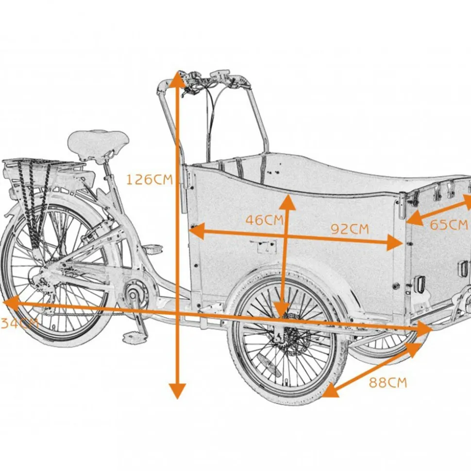 Lådcykel El | 6 växlar | 250W - 12,8Ah Panasonic litiumbatteri - Svart