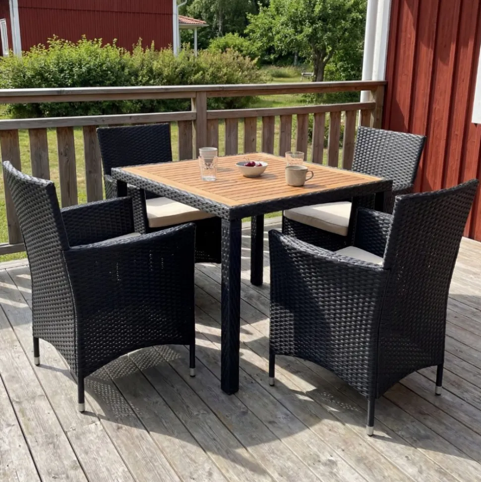 Liten matgrupp trädgårdsmöbler | Konstrotting med 4 stolar | Jonstorp