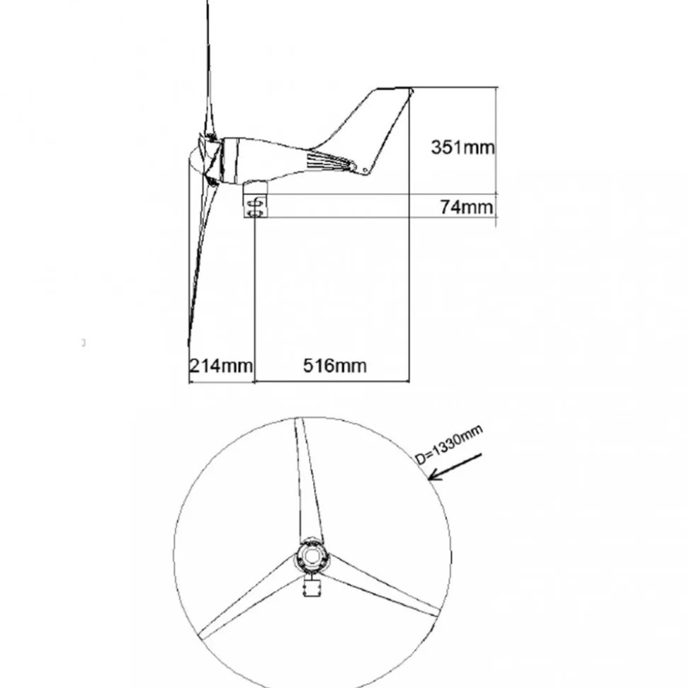 Litet vindkraftverk hemmabruk | 24V - 400W