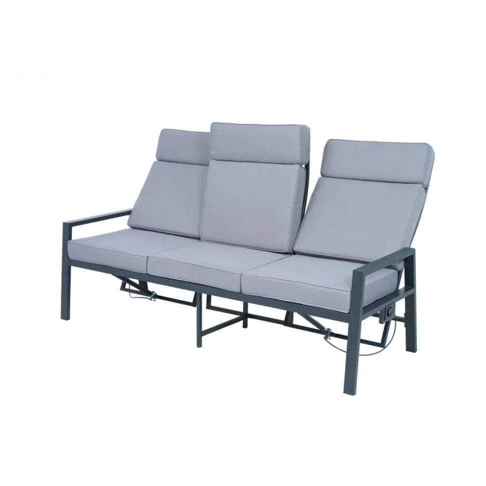 Loungegrupp i aluminium med recliner Soffa, 2 stolar & bord | Apelviken
