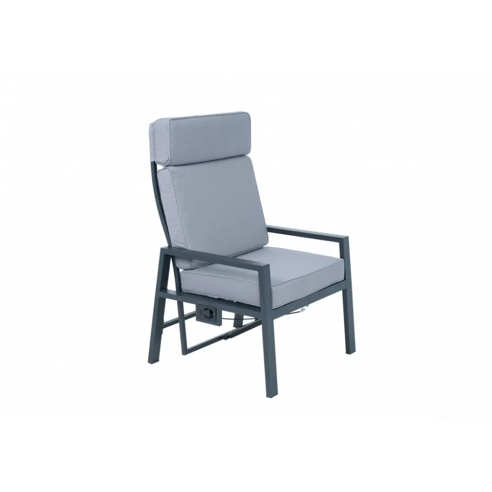 Loungegrupp i aluminium med recliner Soffa, 2 stolar & bord | Apelviken