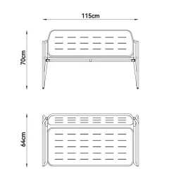 Loungegrupp i stål | Svart loungeset med bord, stol och bänk | Isac