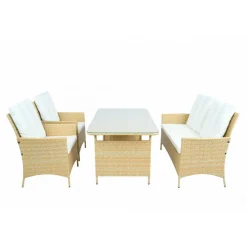 Loungegrupp med bord i beige 2 stolar & 2-sitssoffa | Gillinge