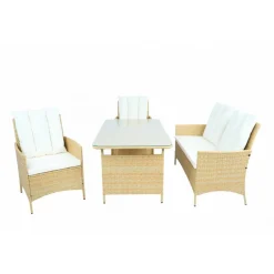 Loungegrupp med bord i beige 2 stolar & 2-sitssoffa | Gillinge