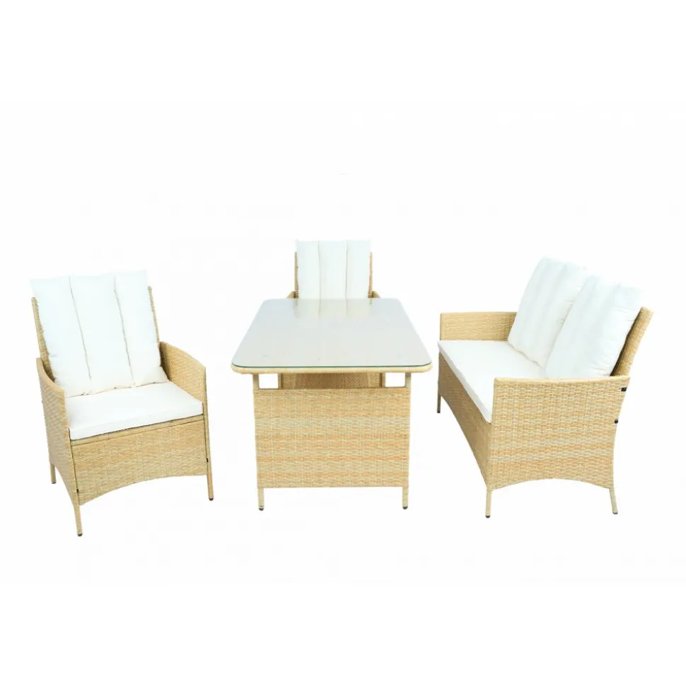 Loungegrupp med bord i beige 2 stolar & 2-sitssoffa | Gillinge
