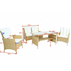 Loungegrupp med bord i beige 2 stolar & 2-sitssoffa | Gillinge