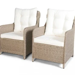 Loungegrupp utemöbler | Beige konstrotting | Rögrund