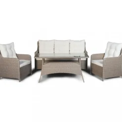 Loungegrupp utemöbler | Beige konstrotting | Rögrund