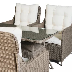 Loungegrupp utemöbler | Beige konstrotting | Rögrund