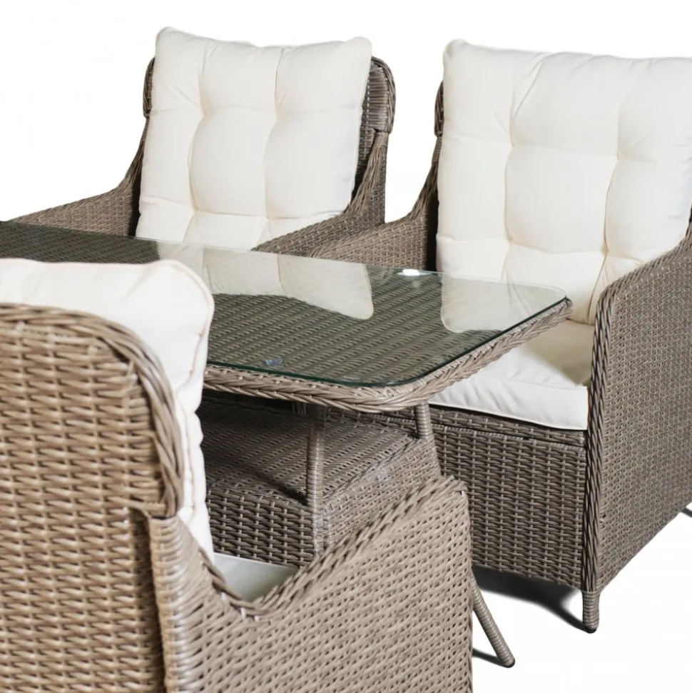 Loungegrupp utemöbler | Beige konstrotting | Rögrund
