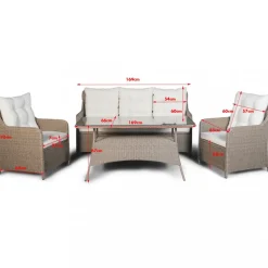 Loungegrupp utemöbler | Beige konstrotting | Rögrund