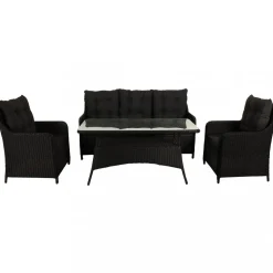 Loungegrupp utemöbler | Svart konstrotting | Rögrund