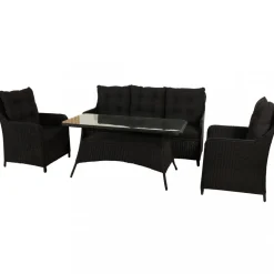 Loungegrupp utemöbler | Svart konstrotting | Rögrund