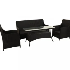 Loungegrupp utemöbler | Svart konstrotting | Rögrund