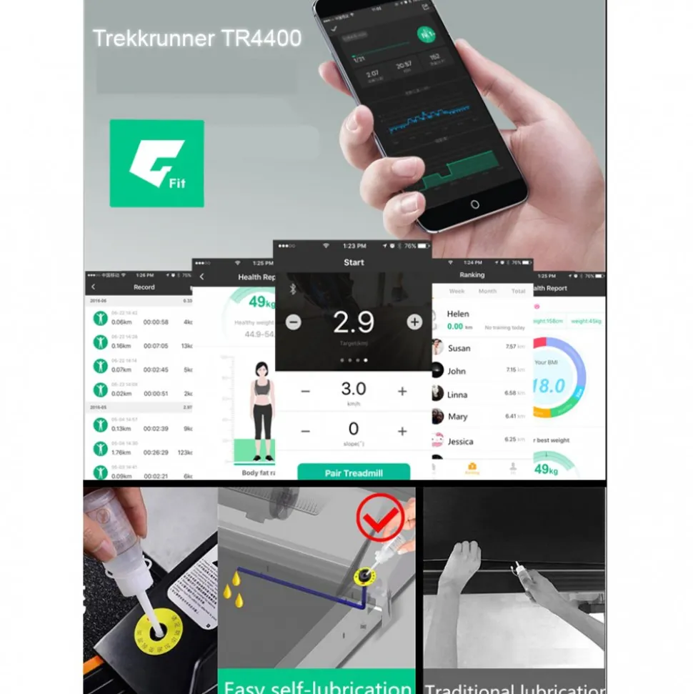 Löpband 3hk | Android/iOS träningsapp | Trekkrunner TR4400