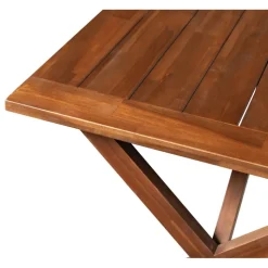 Matbord i brunbetsat trä 220 cm | Robust plankbord med kraftiga kryssben för uteplats & uterum