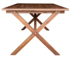 Matbord i brunbetsat trä 220 cm | Robust plankbord med kraftiga kryssben för uteplats & uterum