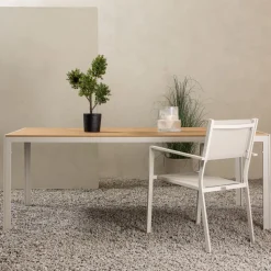 Matbord utomhus 205x90 cm | Beige aintwood & aluminium | Break