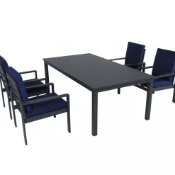Matgrupp i aluminium | Svart | Bord & 4 stolar | Hamnviken