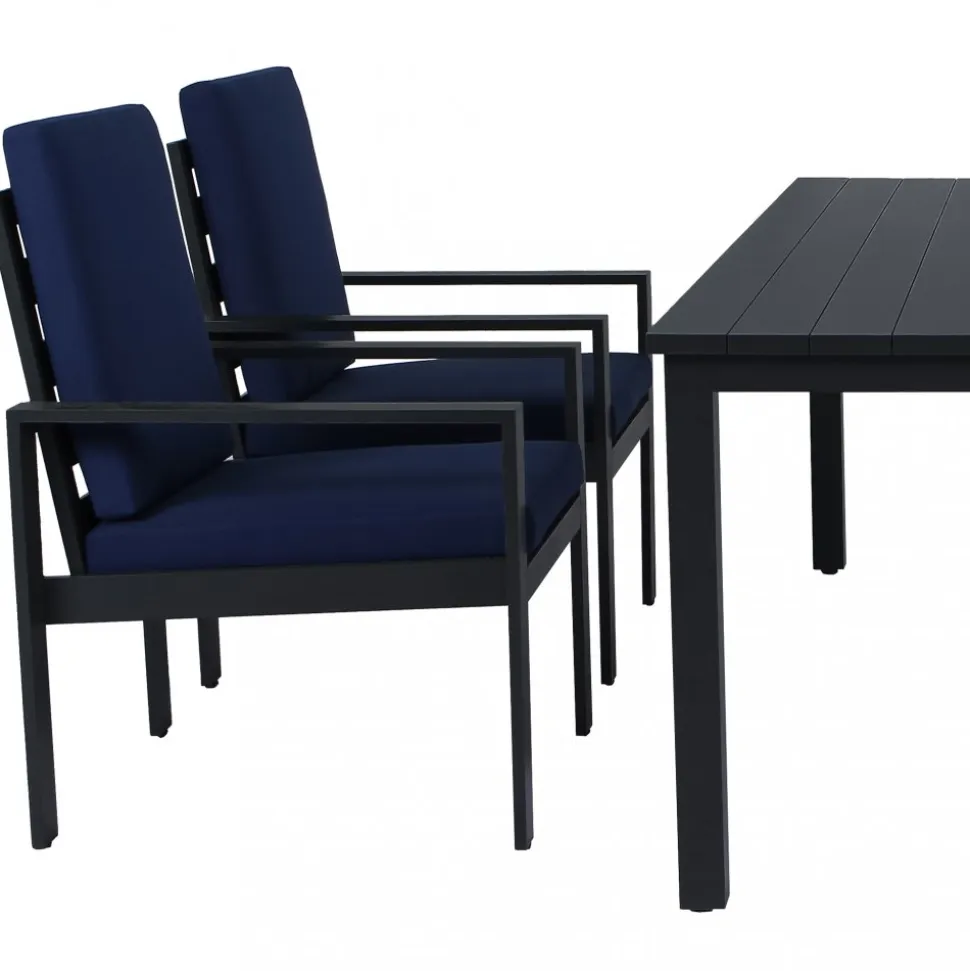 Matgrupp i aluminium | Svart | Bord & 4 stolar | Hamnviken