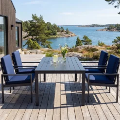 Matgrupp i aluminium | Svart | Bord & 4 stolar | Hamnviken