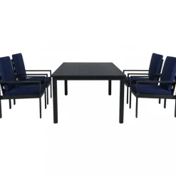 Matgrupp i aluminium | Svart | Bord & 4 stolar | Hamnviken