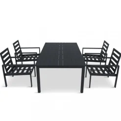 Matgrupp i aluminium | Svart | Bord & 4 stolar | Hamnviken