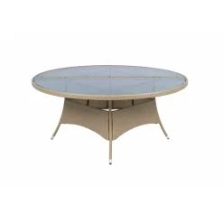 Matgrupp med 8 platser | Runt bord Ø170 cm & 8 stolar med dynor | Tylösand Beige