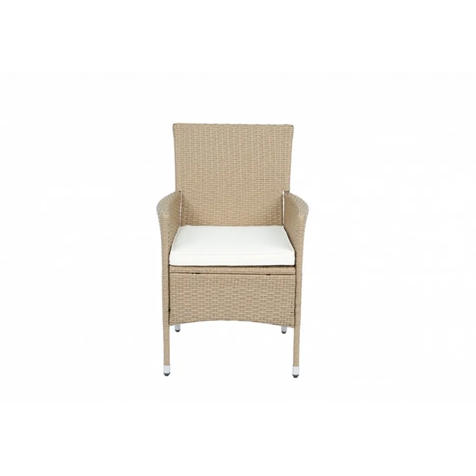 Matgrupp 6 platser | Runt bord Ø135 cm & stolar med dynor | Tylösand Beige