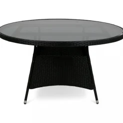 Matgrupp 6 platser | Runt bord Ø135 cm & stolar med dynor | Tylösand Svart