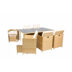 Matgrupp/Utegrupp 10 platser | 6 Stolar & 4 Pallar | Skärhamn beige
