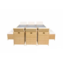 Matgrupp/Utegrupp 10 platser | 6 Stolar & 4 Pallar | Skärhamn beige