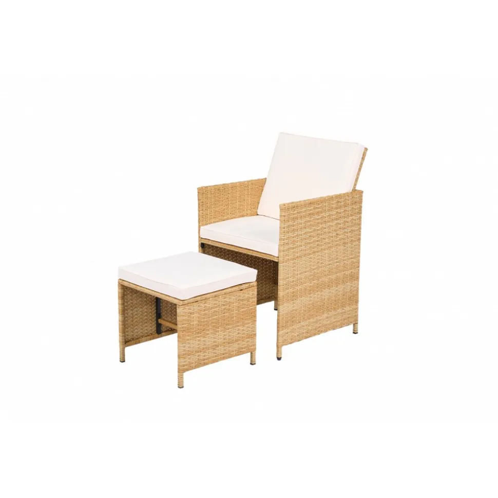 Matgrupp/Utegrupp 10 platser | 6 Stolar & 4 Pallar | Skärhamn beige