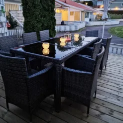 Matgrupp utemöbler med 8 stolar | Dynor ingår | Grå | Lyfco Lysekil