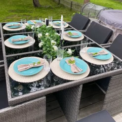 Matgrupp utemöbler | 10 sittplatser | Grå Konstrotting | Skärhamn
