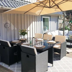 Matgrupp utemöbler | 10 sittplatser | Konstrotting | Lyfco Skärhamn