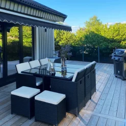 Matgrupp utemöbler | 10 sittplatser | Konstrotting | Lyfco Skärhamn