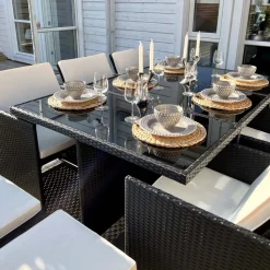Matgrupp utemöbler | 10 sittplatser | Konstrotting | Lyfco Skärhamn