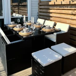 Matgrupp utemöbler | 10 sittplatser | Konstrotting | Lyfco Skärhamn