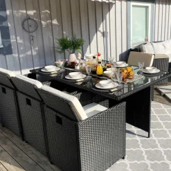 Matgrupp utemöbler | 10 sittplatser | Konstrotting | Lyfco Skärhamn