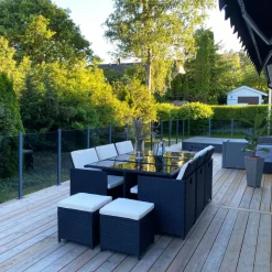 Matgrupp utemöbler | 10 sittplatser | Konstrotting | Lyfco Skärhamn