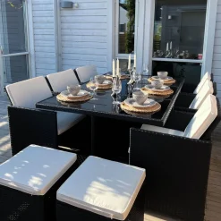 Matgrupp utemöbler | 10 sittplatser | Konstrotting | Lyfco Skärhamn