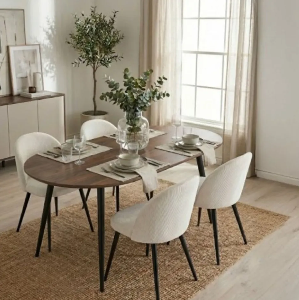 Matstol Beige Manchester med svarta stålben | Modern & bekväm matstol | Alice