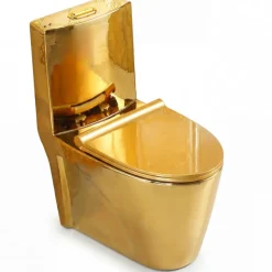 Modern guldtoalett | S-lås 300 mm | Lyxig WC med sifonisk spolning