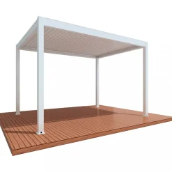 Motordriven Pergola 4x3m | Aluminium | Inbyggd LED belysning | Vit