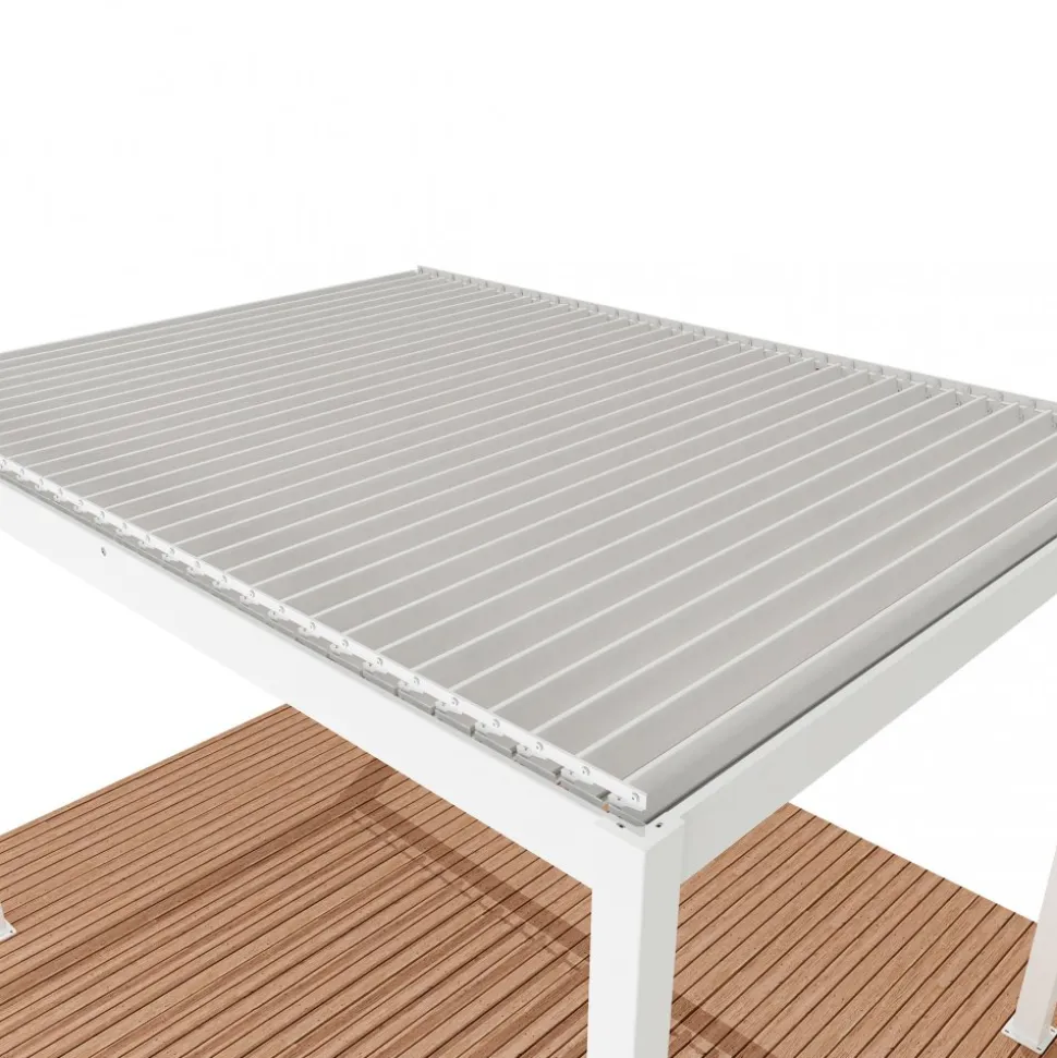 Motordriven Pergola 4x3m | Aluminium | Inbyggd LED belysning | Vit